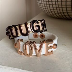 “Tough love” cuff bracelets